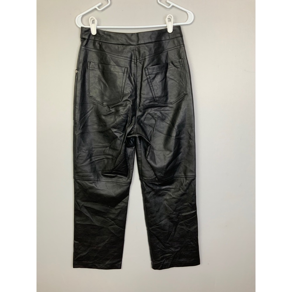 BLANKNYC Sz 28 The Baxter Faux Vegan Leather Pants Track Record Black Crop - Picture 5 of 7